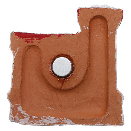 Magnet with red and gold castle and Nativity Scene in Deruta Terracotta 3