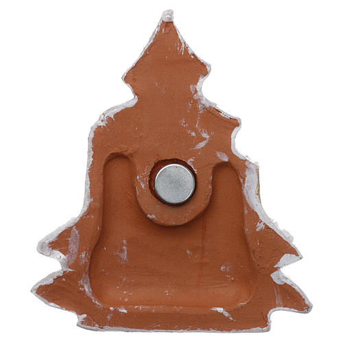 Magnet white and gold Christmas tree with Nativity Scene in Deruta terracotta 3