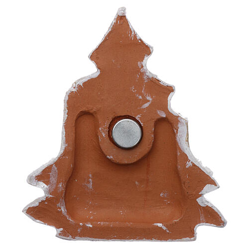 White and gold Christmas tree magnet with Nativity Deruta terracotta 3