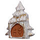 White and gold Christmas tree magnet with Nativity Deruta terracotta s2