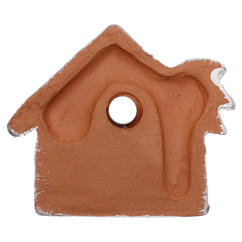 Magnet white and gold hut with palm tree and Nativity Scene in Deruta terracotta 3