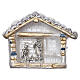 Magnet aus Terrakotta von Deruta in Form einer schneebedeckten Hűtte mit Christi Geburt s1