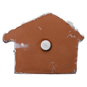 Calamita a forma di capanna innevata con Natività in terracotta Deruta s3