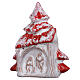 Magnet aus Terrakotta von Deruta in Form eines roten schneebedeckten Weihnachtsbaums mit Christi Geburt s2