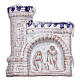 Magnet aus Terrakotta von Deruta in Form eines weißen Schlosses mit einem Flachrelief von Christi Geburt s1