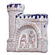 Magnet aus Terrakotta von Deruta in Form eines weißen Schlosses mit einem Flachrelief von Christi Geburt s2