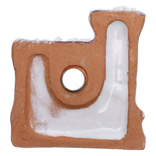 Magnet white castle with embossed Nativity terracotta of Deruta 3