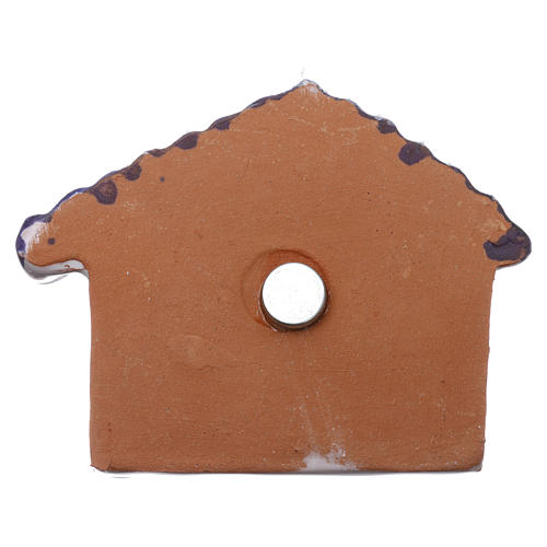 Magnet hut with blue roof and Nativity Scene in Deruta terracotta 3