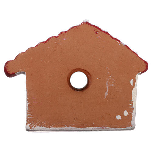 Magnet red and white house with golden details and Nativity terracotta of Deruta 3