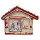 Magnet red and white house with golden details and Nativity terracotta of Deruta s1