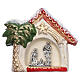 Magnet with Nativity in Deruta terracotta, shack and golden palm tree s1