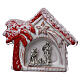 Magnet aus Terrakotta von Deruta mit Häuschen, roter Palme, kleinem Licht und Heiliger Familie s1