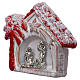 Magnete casetta con palma rossa lucina e Sacra Famiglia in terracotta Deruta s2
