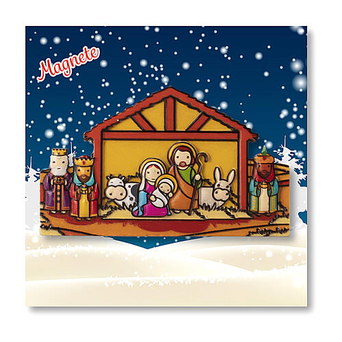 Weihnachtsmagnet mit Weihnachtskrippe, Heiligen Drei Kőnigen, Gebet "Komm Kind Jesus" 3
