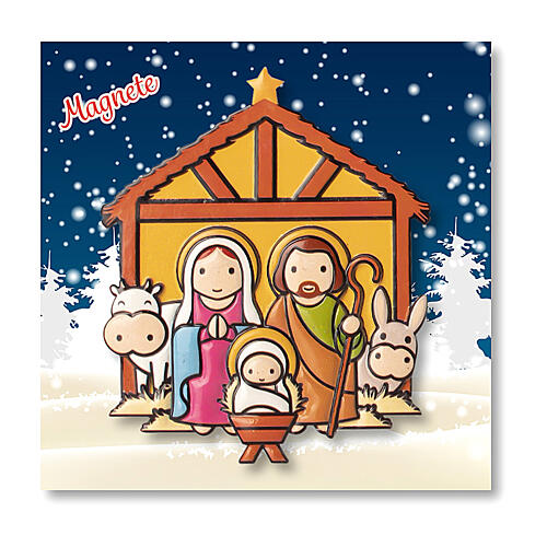 Weihnachtsmagnet mit Weihnachtskrippe und Gebet "Das Jesuskind ist geboren" 3