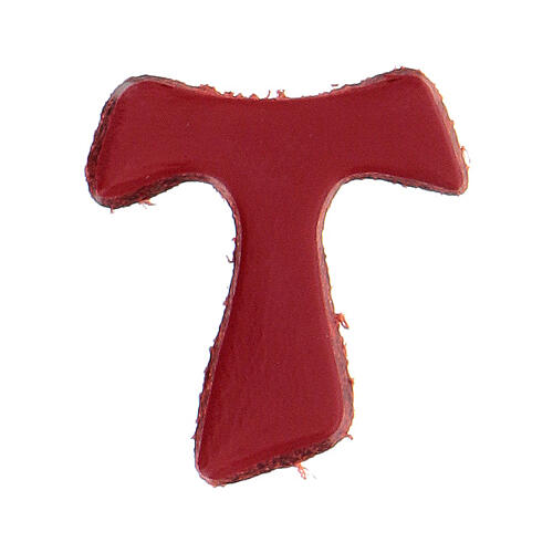 Roter Mini-Magnet mit Tau-Symbol aus echtem Leder 1