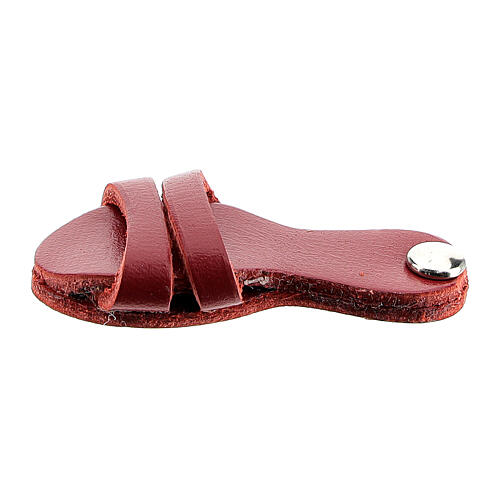 Magnes w kształcie franciszkańskiego sandała z prawdziwej czerwonej skóry, 3 cm 1