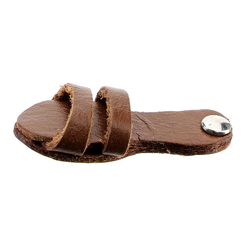 Magnes w kształcie franciszkańskiego sandała z prawdziwej skóry brązowej, 3 cm 1