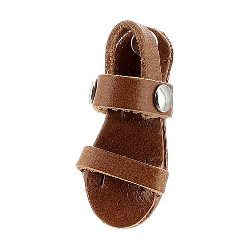 Magnes w kształcie franciszkańskiego sandała ze skóry w kolorze brązowym, 3,5 cm 2