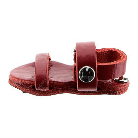 Aimant sandale moine miniature en cuir véritable rouge