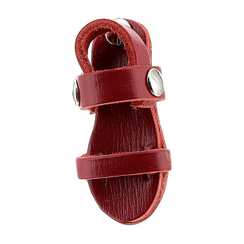 Aimant sandale moine miniature en cuir véritable rouge 2