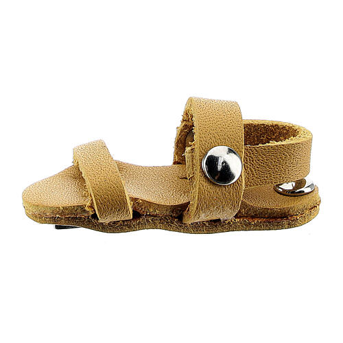 Magnes w kształcie żółtego sandała franciszkańskiego z prawdziwej skóry, 3,5 cm 1