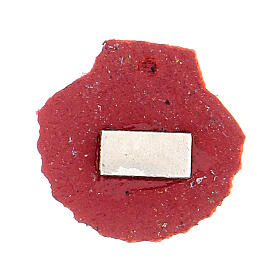 Magnet in Form einer Muschel von Santiago aus rotem Echtleder, 2 cm