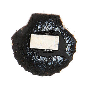 Magnet in Form einer Jakobmuschel aus schwarzem Echtleder, 2 cm