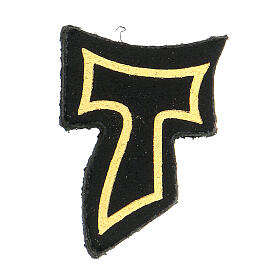 Tau magnet in black leather golden engraving 3 cm