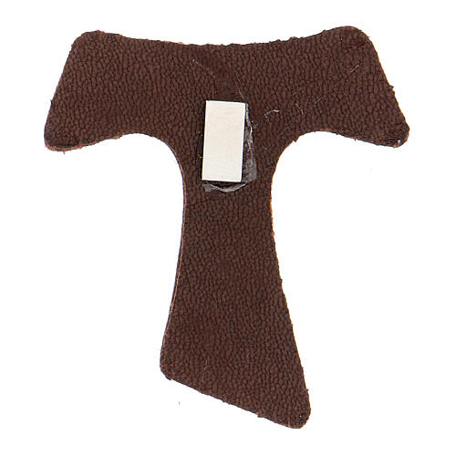 Brown leather magnet with golden Tau Assisi 2