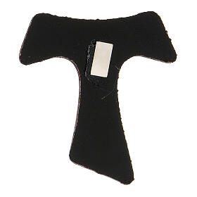 Assisi-Magnet aus schwarzem Echtleder in Form von Tau