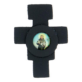 Magnet in Form eines Kreuzes des heiligen Franziskus aus nachtblauem Echtleder