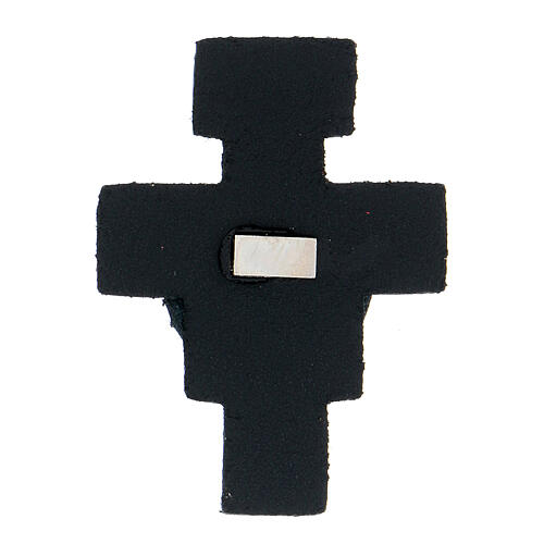 Magnet in Form eines Kreuzes des heiligen Franziskus aus nachtblauem Echtleder 2
