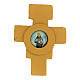 Aimant croix avec Saint François cuir véritable jaune s1