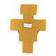 Aimant croix avec Saint François cuir véritable jaune s2