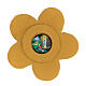 Magnet in Form einer stilisierten Blume aus gelbem Echtleder mit Madonna von Lourdes, 5 cm s1