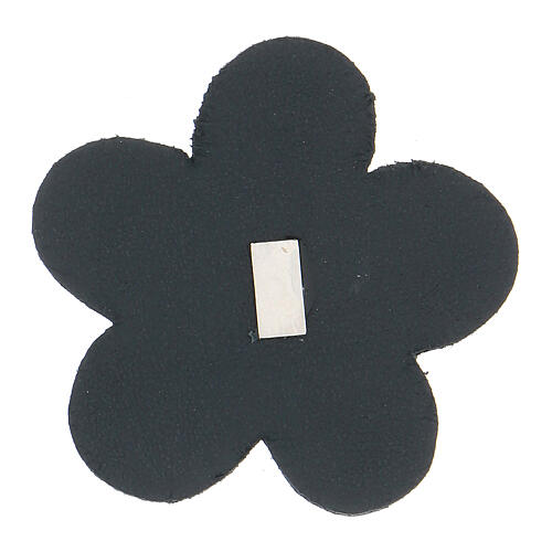 Our Lady of Lourdes flower magnet real blue leather 2 in 2