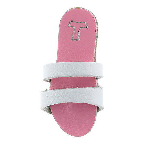 Íman sandália franciscana sola cor-de-rosa Tau 6 cm couro verdadeiro 2