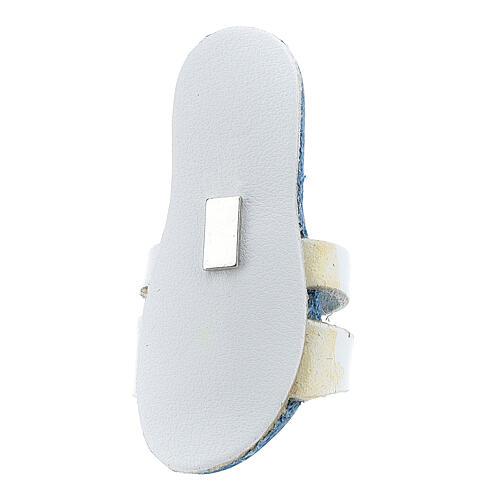 Aimant sandale franciscaine bleue claire Tau cuir véritable 6 cm 3
