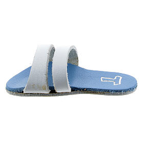 Íman sandália franciscana sola azul Tau 6 cm couro verdadeiro