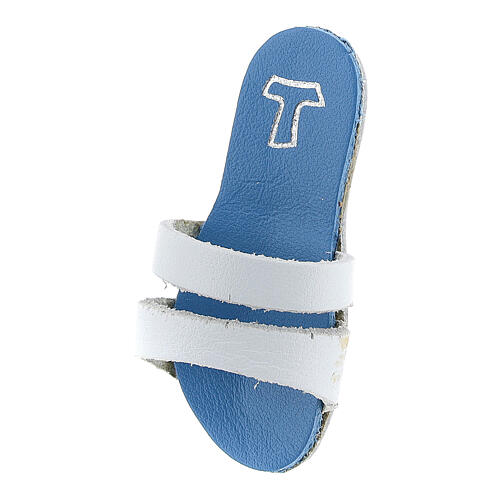 Íman sandália franciscana sola azul Tau 6 cm couro verdadeiro 2