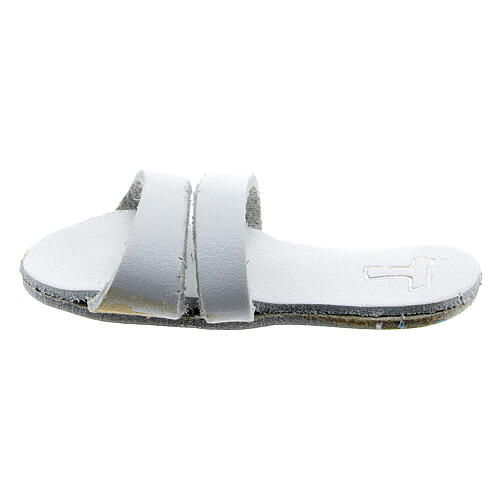 Aimant sandale franciscaine blanche Tau 6 cm cuir véritable 1
