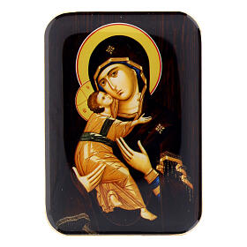 Aimant avec Vierge de Vladimir sur bois 10 cm