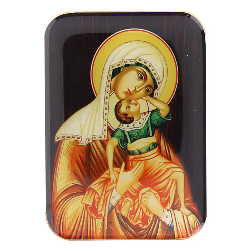 Calamita in legno con Madonna Vzygranie Mladenza 10 cm 1