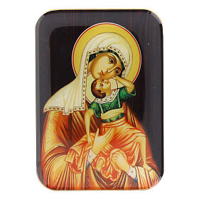 Wooden magnet with Mother of God Vzygranie Mladenza 10 cm