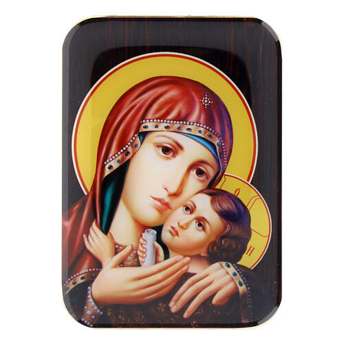 Wooden magnet of the Mother of God of Korzun, 4 in 1