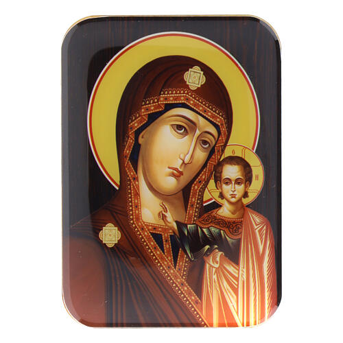 Wooden magnet of the Mother of God of Kazan, 4 in 1