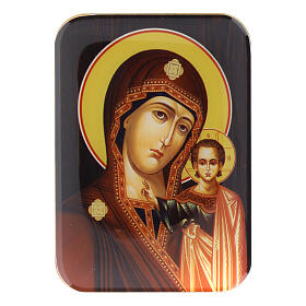 Aimant Vierge de Kazan sur bois 10 cm
