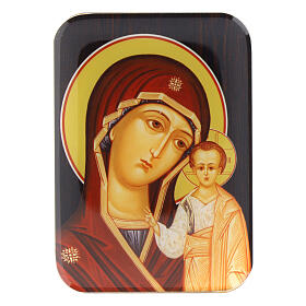 Virgen de Kazanskaya imán de madera 10 cm