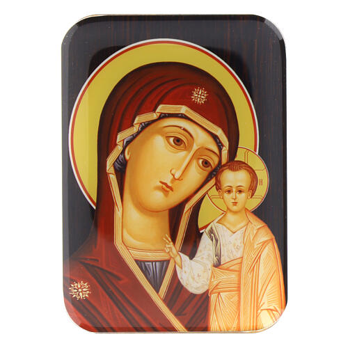 Virgen de Kazanskaya imán de madera 10 cm 1